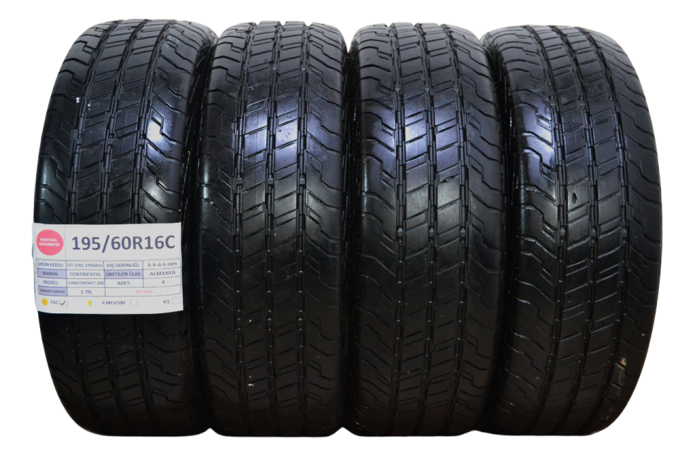 Continental 195/60 R16C Van Contact 100 99/97H Yaz 2. El Lastik Takım