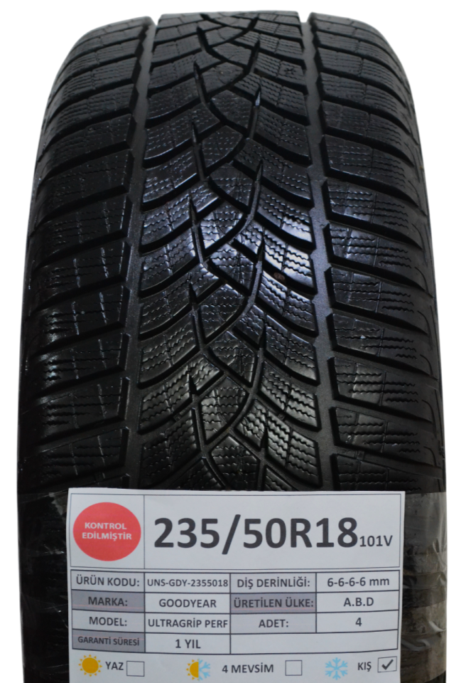 Goodyear 235/50R18 101V UltraGrip Perf. 2.El Takım Kış Lastiği