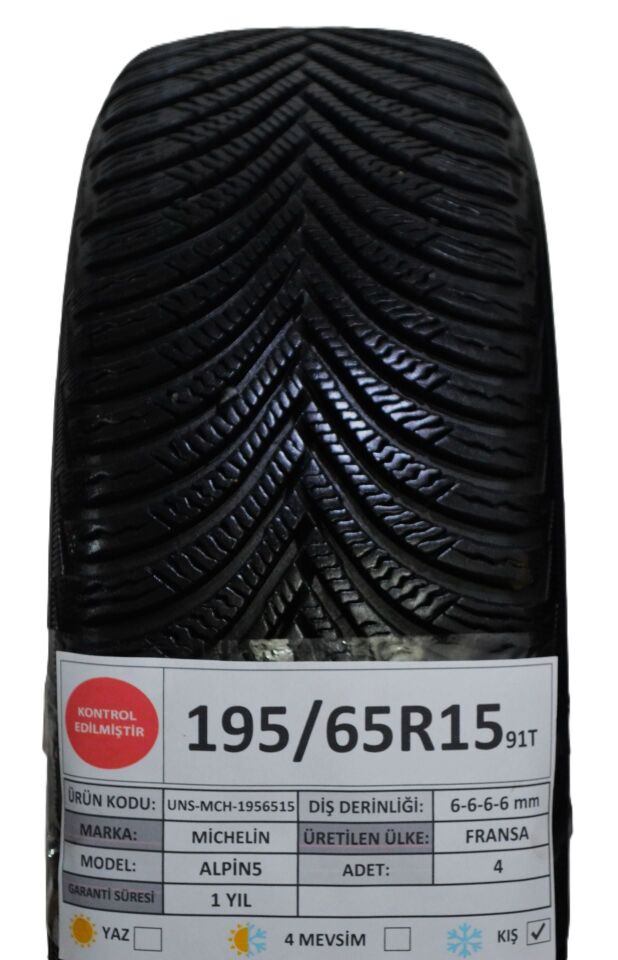 Michelin 195/65 R15 Alpin 5 91T Kış 2. El Lastik Takım