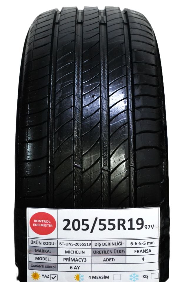 Michelin 205/55R19 97V Primacy3 2.El Takım Yaz Lastiği