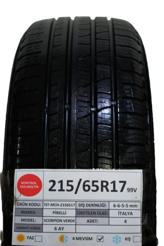 Pirelli 215/65R17 99V ScorpionVerde 2.El Takım Dört Mevsim Lastik