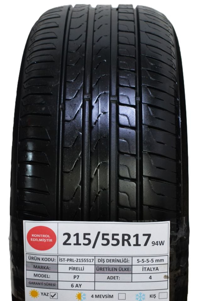 Pirelli 215/55R17 94W Cinturato P7 2.El Takım Yaz Lastiği
