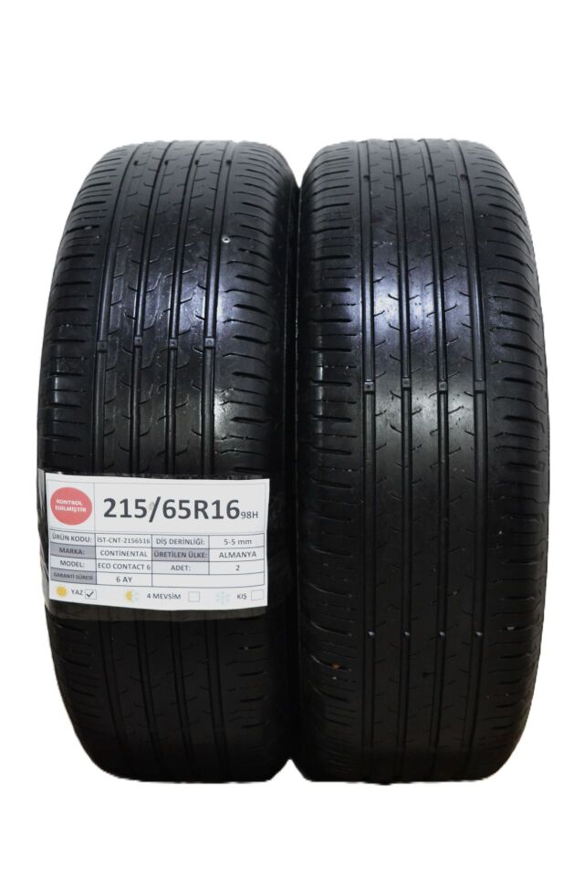 Continental 215/65 R16 Eco Contact 6 98H Yaz 2. El Lastik Çift