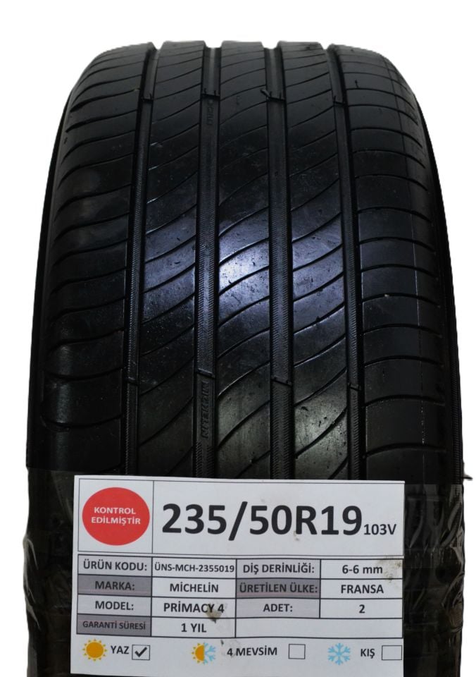 Michelin 235/50R19 103V Primacy4 2.El Çift Yaz Lastiği