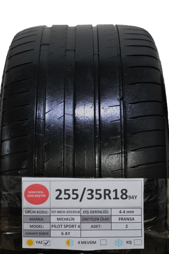 Michelin 255/35R18 94Y Pilot Sport4 2.El Çift Yaz Lastiği