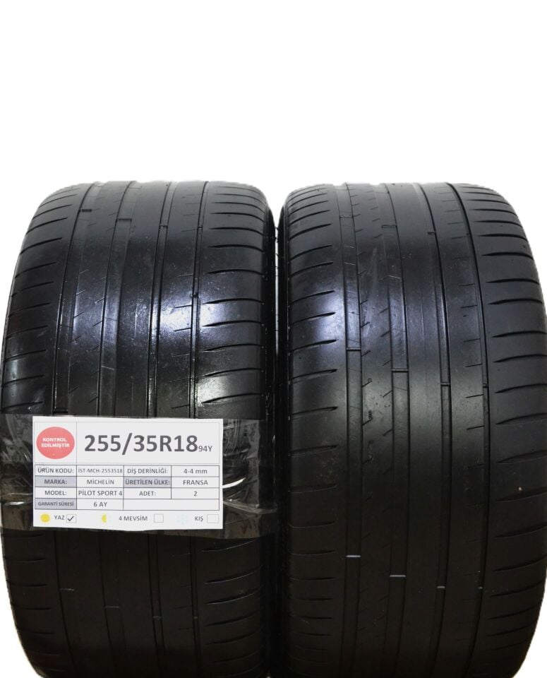 Michelin 255/35 R18 Pilot Sport 4 94Y Yaz 2. El Lastik Çift