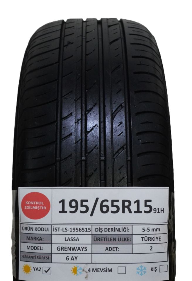Lassa 195/65R15 91H Grenways 2.El Çift Yaz Lastiği