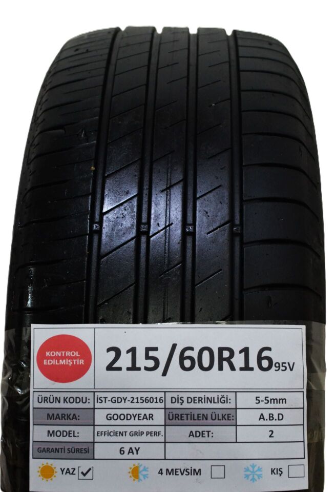 Goodyear 215/60 R16 Efficient Grip Perf 95V Yaz 2. El Lastik Çift