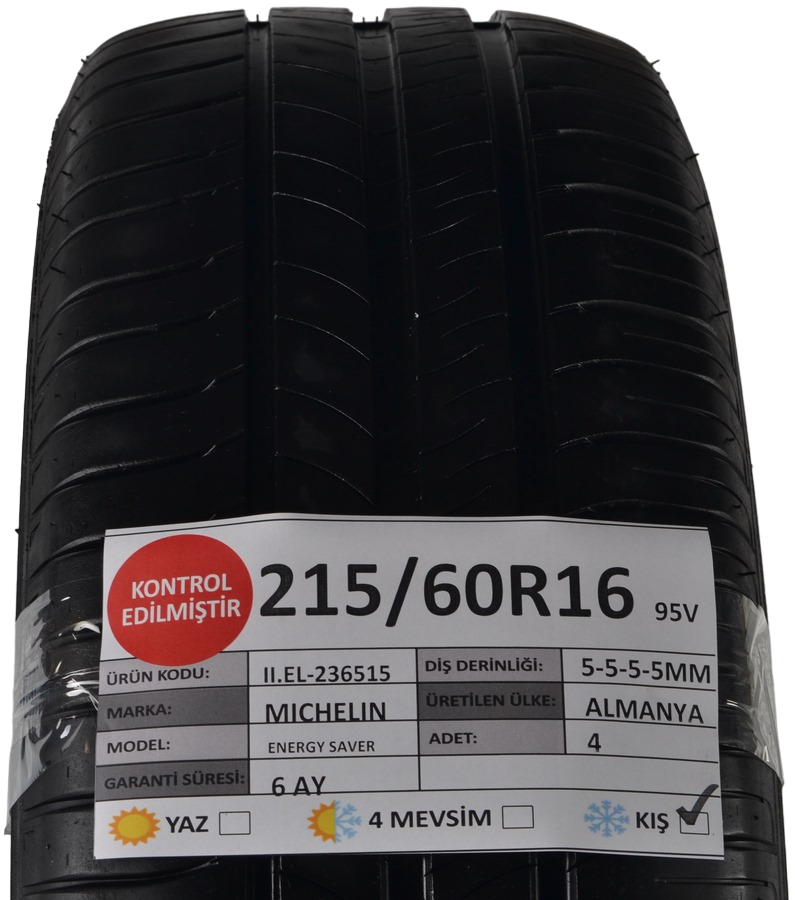 Michelin 215/60 R16 Energy Saver 95V Yaz 2. El Lastik Takım
