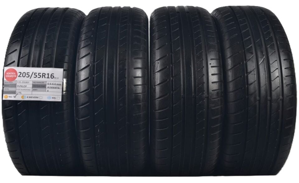 Dunlop 205/55 R16 Sport Bluresponse 91V Yaz 2. El Lastik Takım