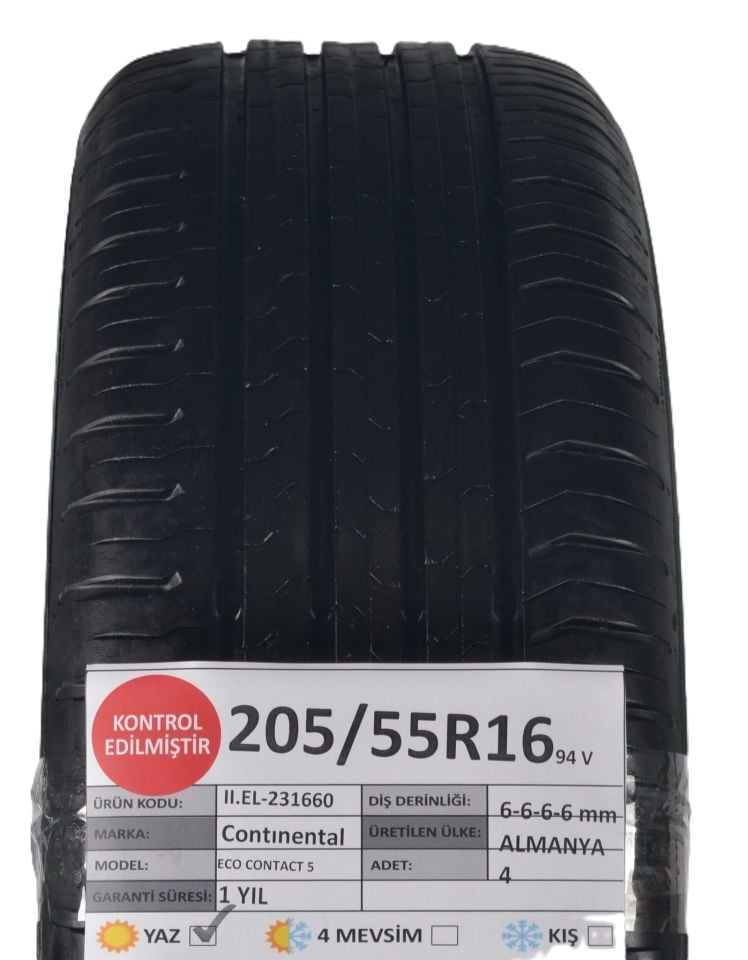 Continental 205/55R16 91V Eco Contact5 2.El Lastik Takımı