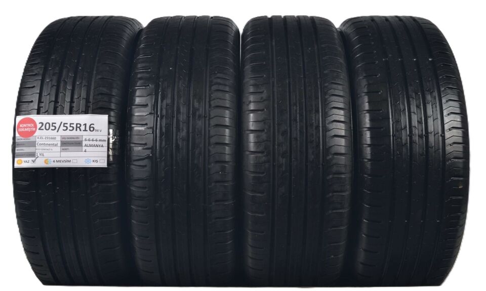 Continental 205/55 R16 Eco Contact 5 91V Yaz 2. El Lastik Takım