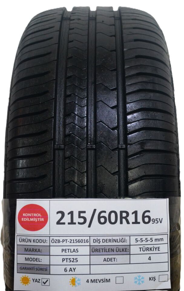 Petlas 215/60 R16 PT 525 95V Yaz 2. El Lastik Takım