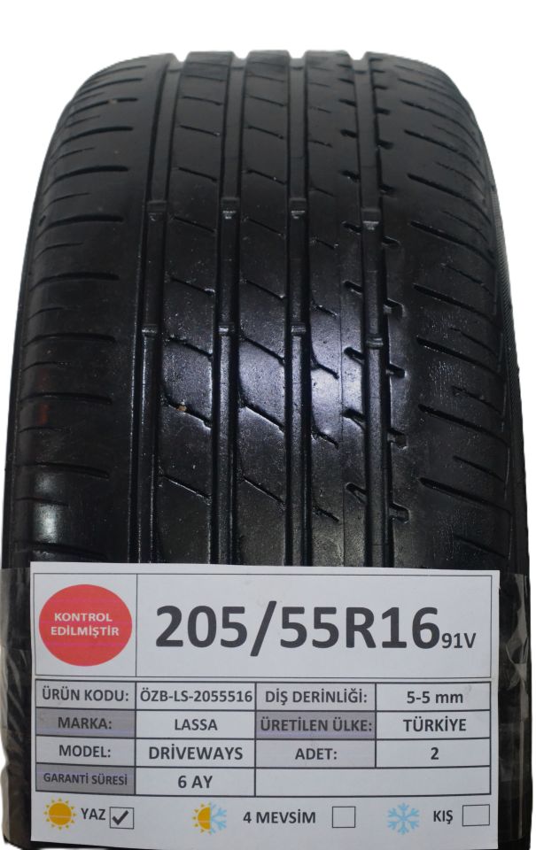 Lassa 205/55R16 91V Driveways 2.El Çift Yaz Lastiği