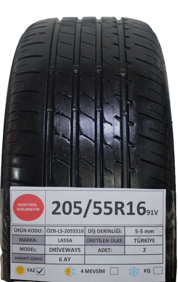 Lassa 205/55 R16 Driveways 91V Yaz 2. El Lastik Çift