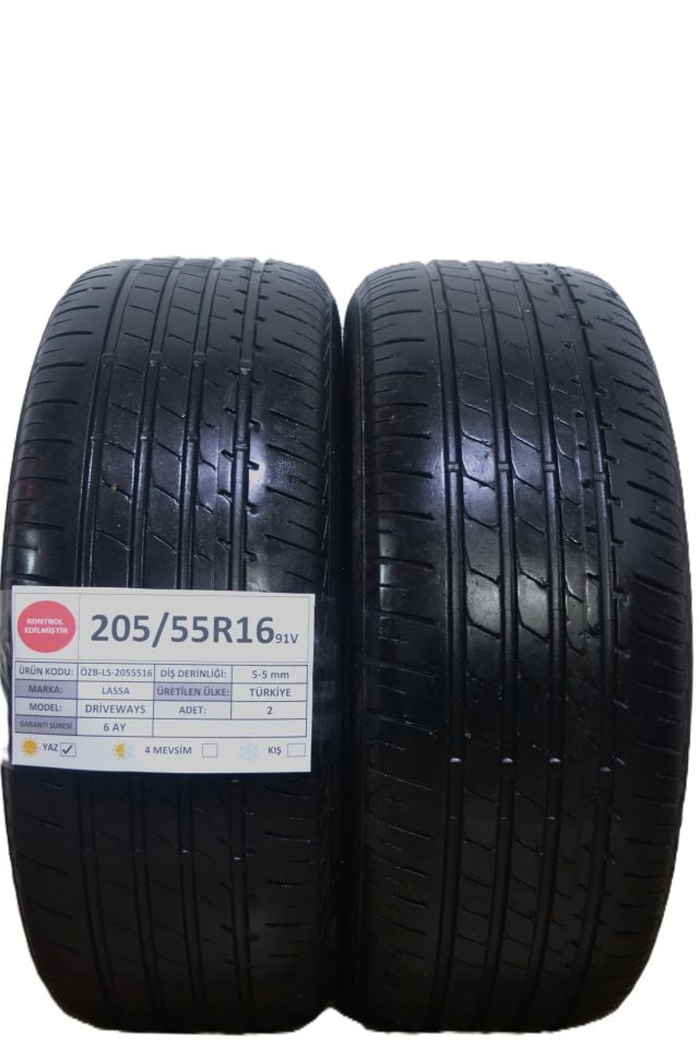 Lassa 205/55R16 91V Driveways 2.El Çift Yaz Lastiği