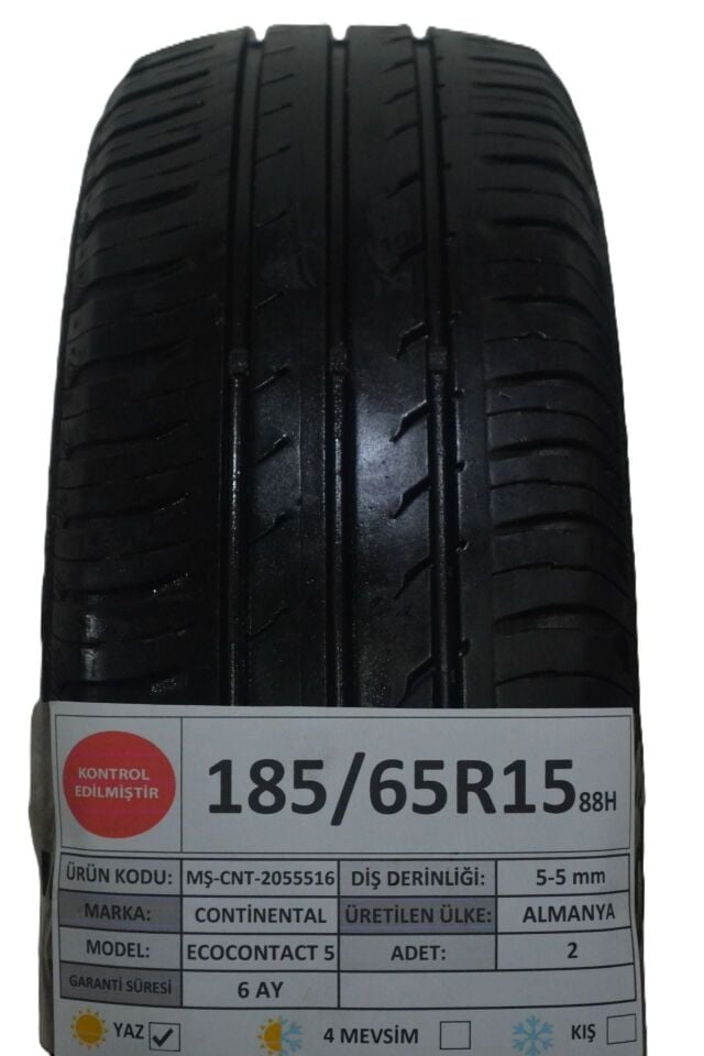 Continental 185/65 R15 Eco Contact 5 88H Yaz 2. El Lastik Çift