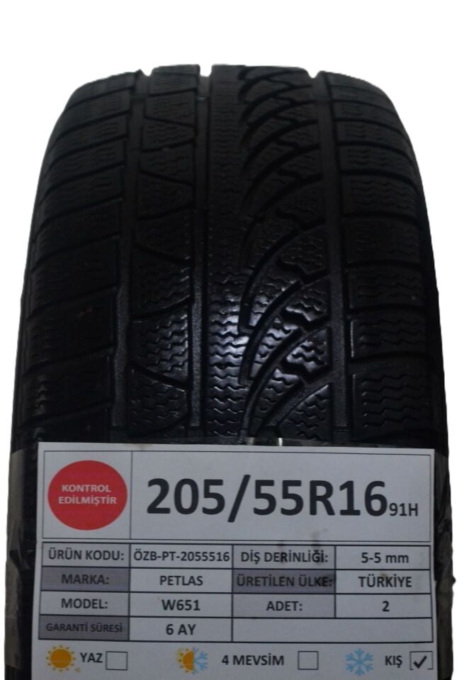 Petlas 205/55 R16 W 651 91H Kış 2. El Lastik Çift