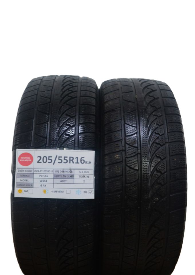 Petlas 205/55R16 91H W651 2.El Çift Kış Lastiği