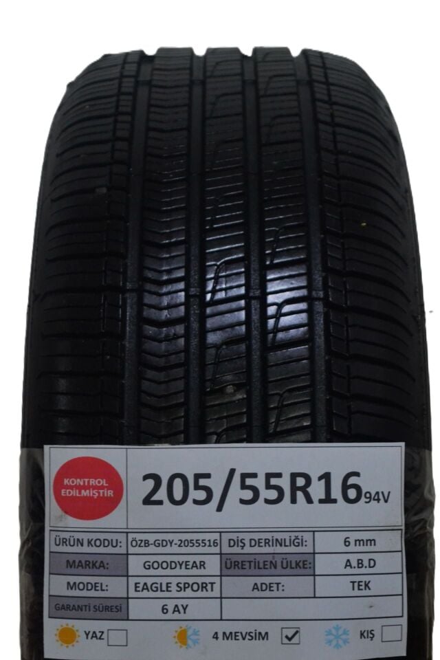 Goodyear 205/55 R16 Eagle Sport 94V Dört Mevsim 2. El Lastik