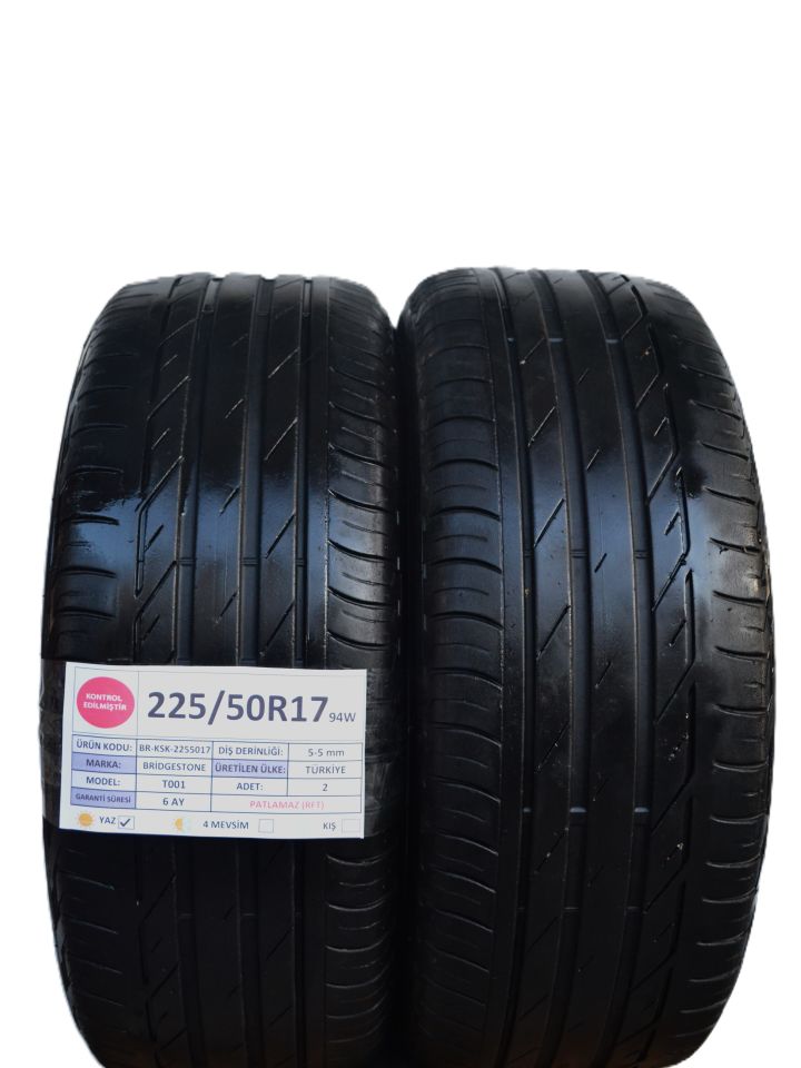 Bridgestone 225/50R17 94W RFT T001 2.El Çift Yaz Lastiği