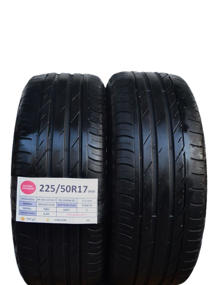 Bridgestone 225/50 R17 T 001 94W RFT Yaz 2. El Lastik Çift