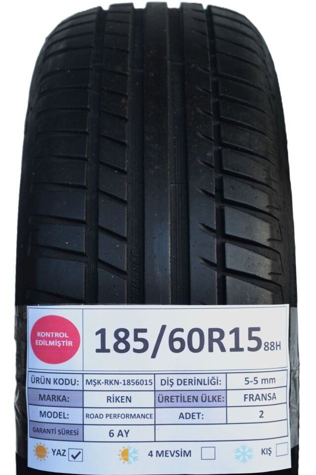 Riken 185/60 R15 Road Performans 88H Yaz 2. El Lastik Çift