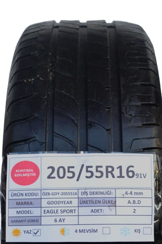 Goodyear 205/55R16 91V Efficient Grip 2.El Çift Yaz Lastiği