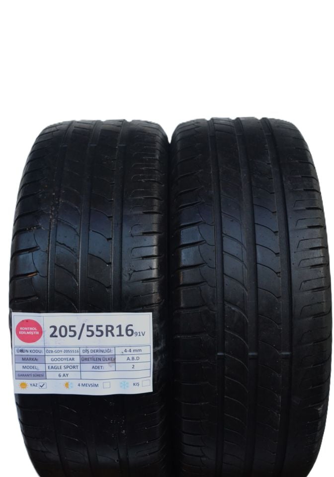 Goodyear 205/55R16 91V Efficient Grip 2.El Çift Yaz Lastiği