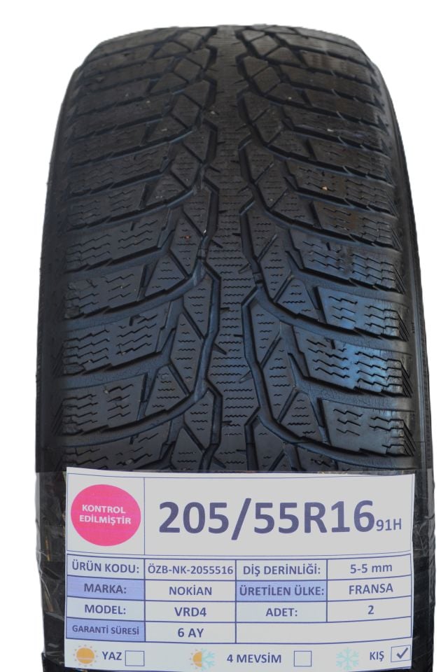 Nokian 205/55R16 91H VRD4 2.El Çift Kış Lastiği