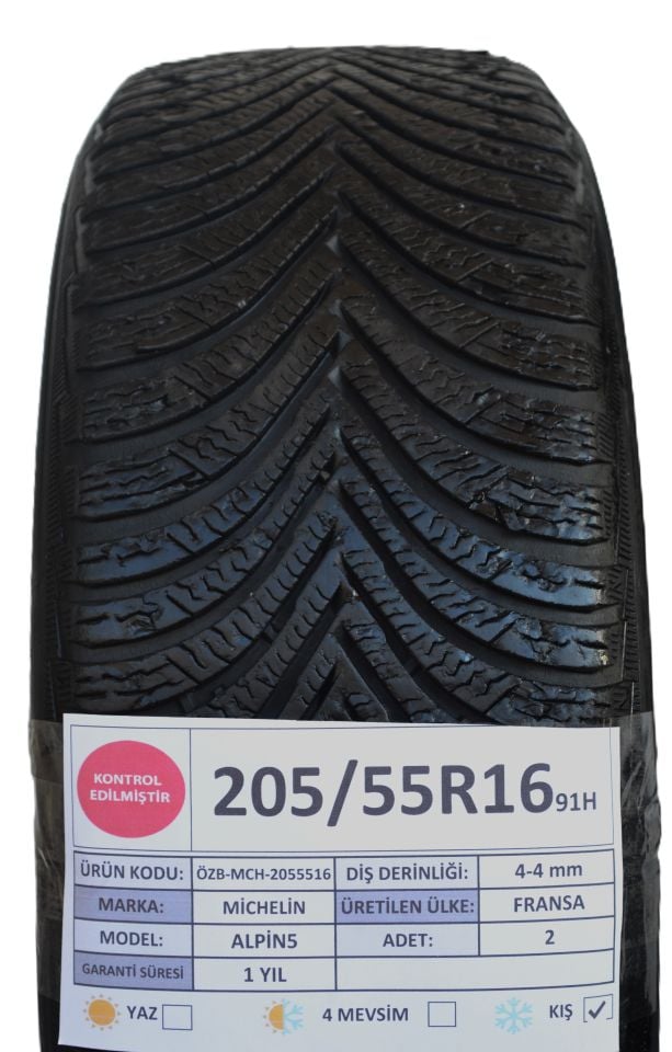 Michelin 205/55R16 91T Alpin5 2.El Çift Kış Lastiği