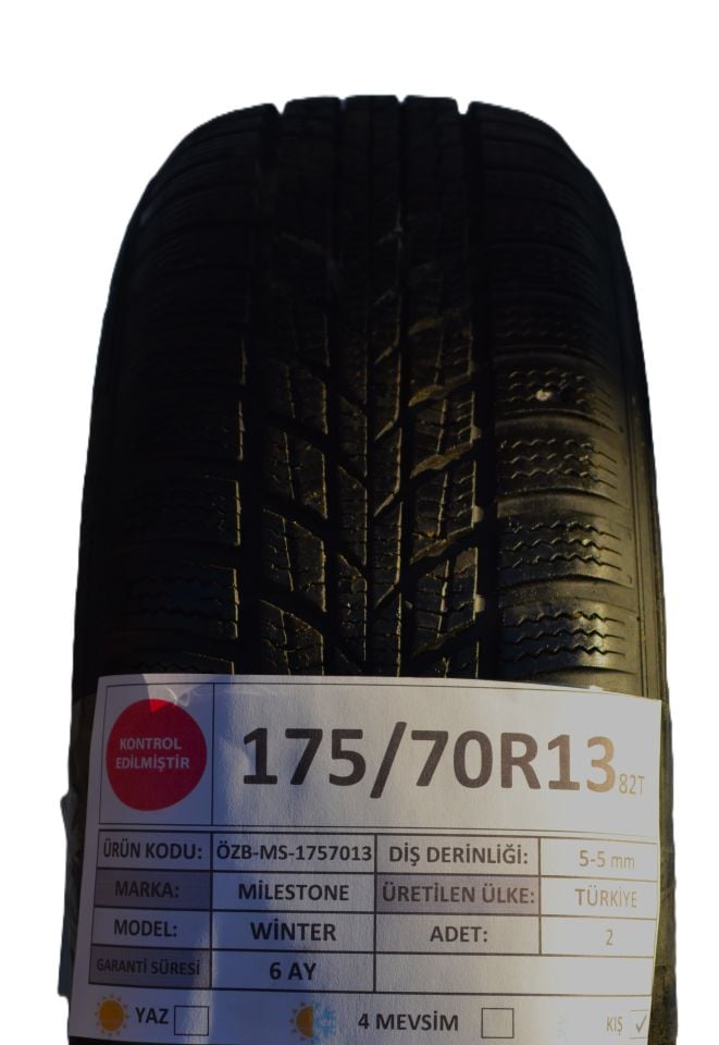 Milestone 175/70R13 82T Winter 2.El Çift Kış Lastiği