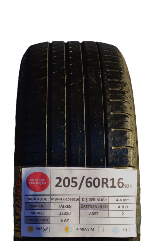 Falken 205/60R16 92H Ze310 2.El Çift Yaz Lastiği