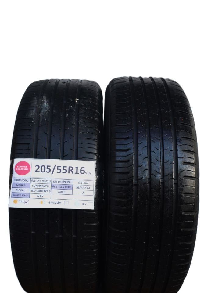 Continental 205/55R16 91V EcoContact 5-6 2.El Çift Yaz Lastiği