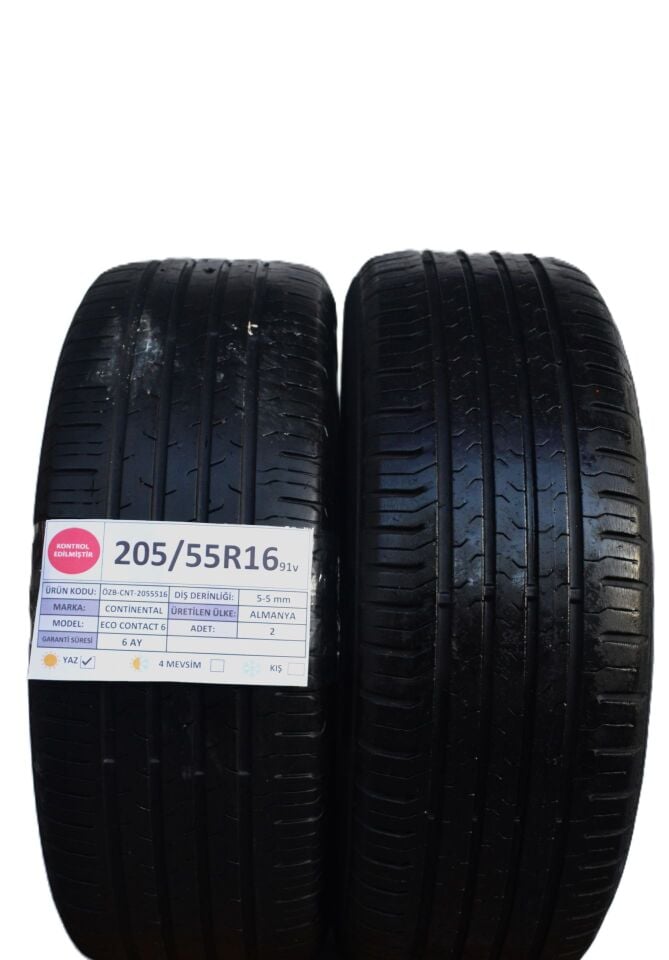 Continental 205/55 R16 Eco Contact 5-6 91V Yaz 2. El Lastik Çift