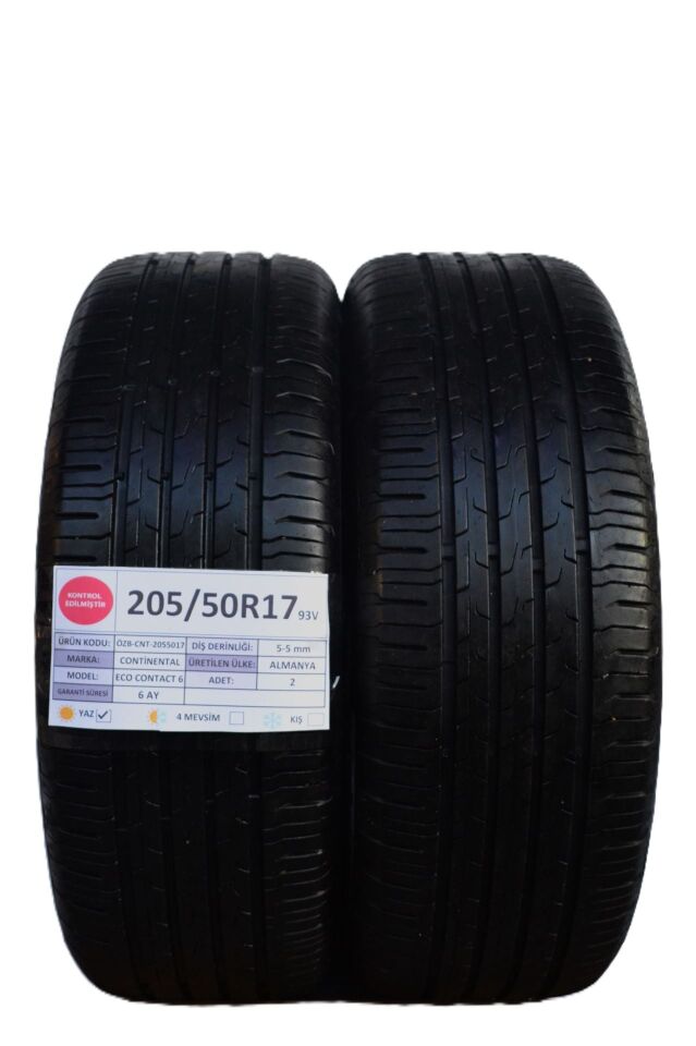 Continental 205/50 R17 Eco Contact 6 93V Yaz 2. El Lastik Çift