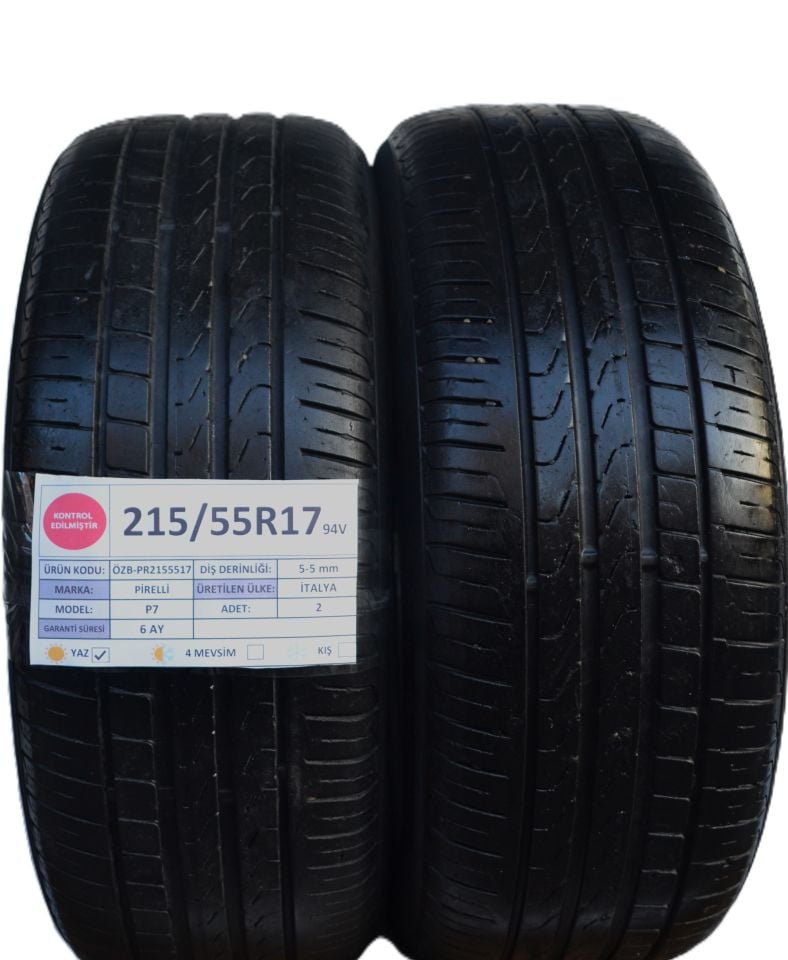 Pirelli 215/55R17 94V P7 2.El Çift Yaz Lastiği