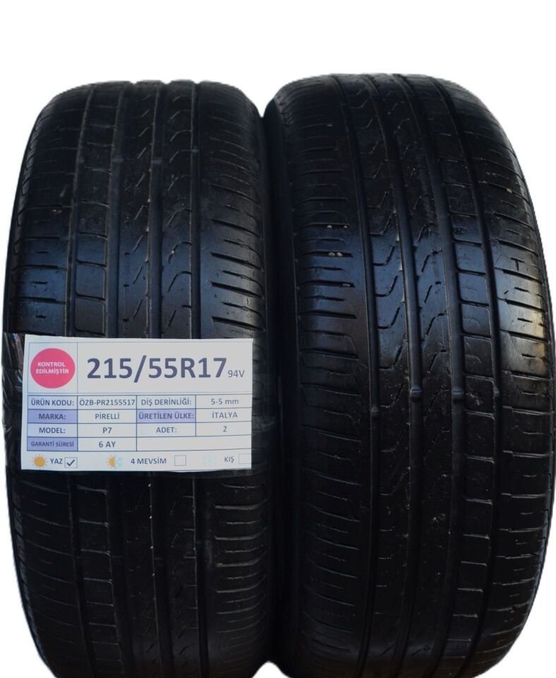 Pirelli 215/55 R17 P 7 94V Yaz 2. El Lastik Çift