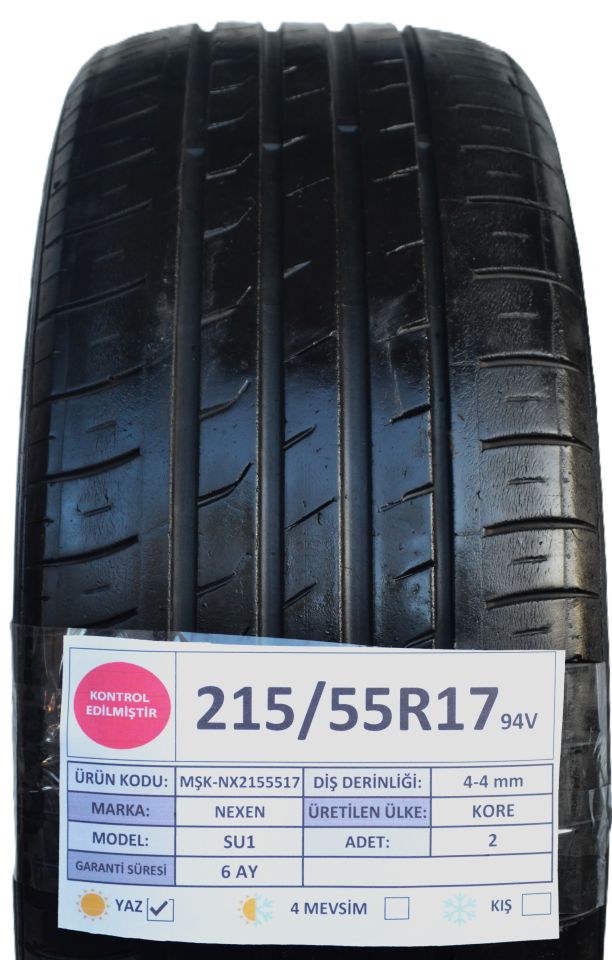 Nexen 215/55R17 94V SU1 2.El Çift Yaz Lastiği
