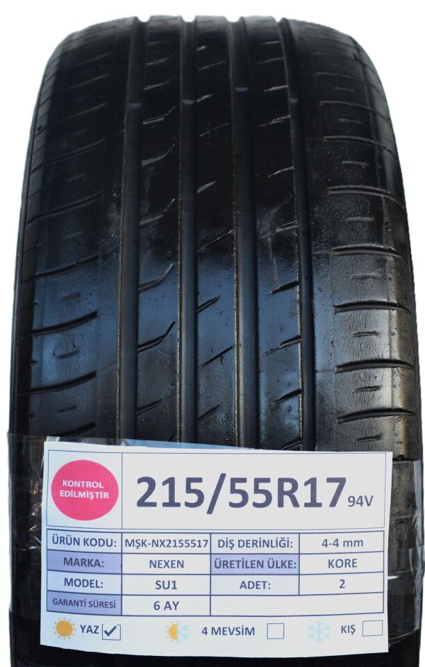 Nexen 215/55 R17 SU 1 94V Yaz 2. El Lastik Çift
