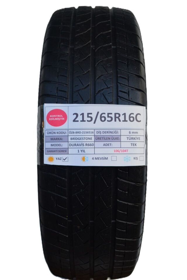 Bridgestone 215/65 R16C Duravis R 660 106/104T Yaz 2. El Lastik