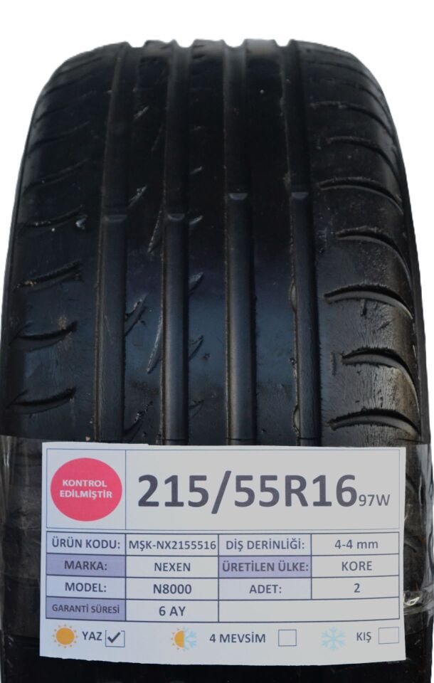 Nexen 215/55 R16 N 8000 97W Yaz 2. El Lastik Çift