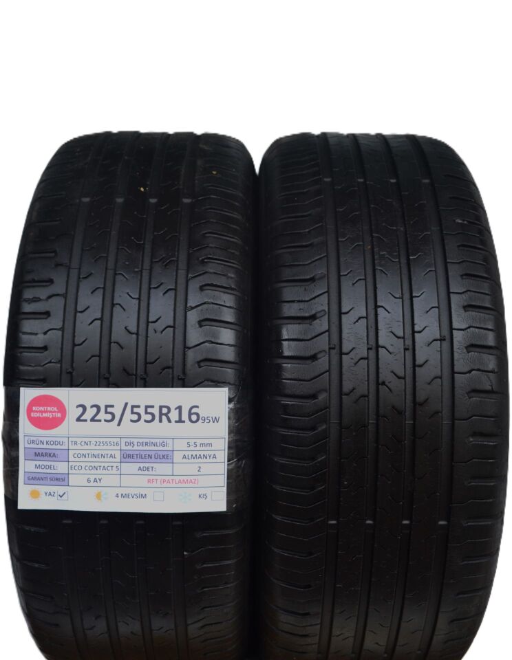 Continental 225/55 R16 Eco Contact 5 95W RFT Yaz 2. El Lastik Çift
