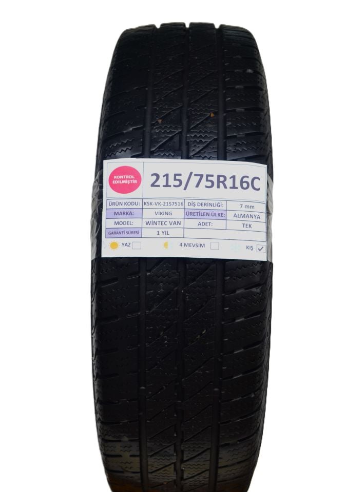 Viking 215/75R16C 113/111R WinTechVan 2.El Tek Kış Lastiği