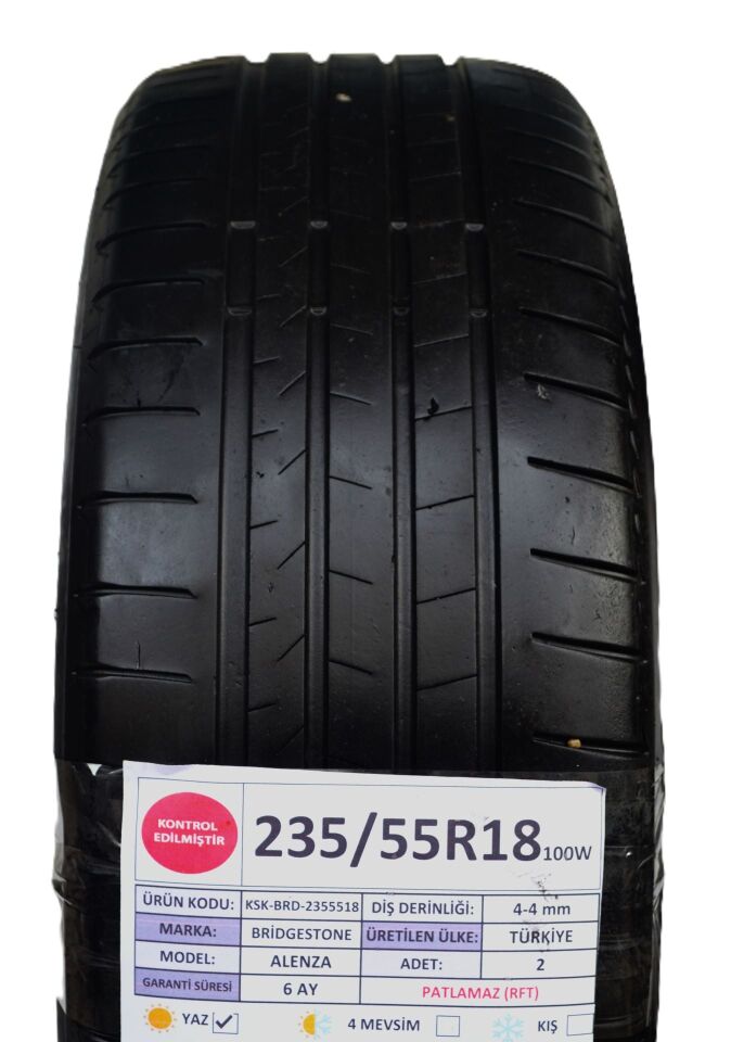 Bridgestone 235/55 R18 Alenza 100W RFT Yaz 2. El Lastik Çift
