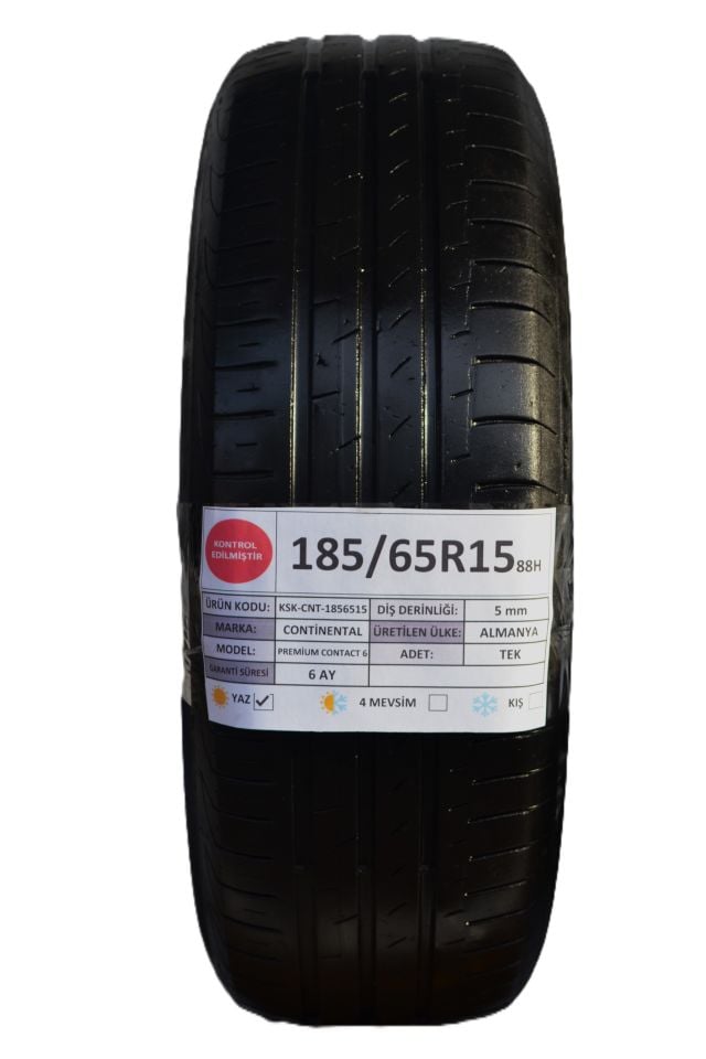 Continental 185/65R15 88H PremiumContact 6 2.El Tek Yaz Lastiği