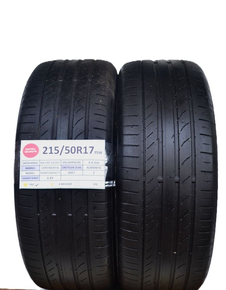 Continental 215/50R17 95W SportContact5 2.El Çift Yaz Lastiği
