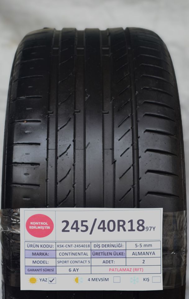 Continental 245/40R18 97Y RFT 2.El Çift Yazlık Çıkma Lastik