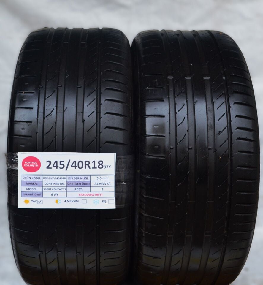 Continental 245/40 R18 97Y RFT Yaz 2. El Lastik Çift