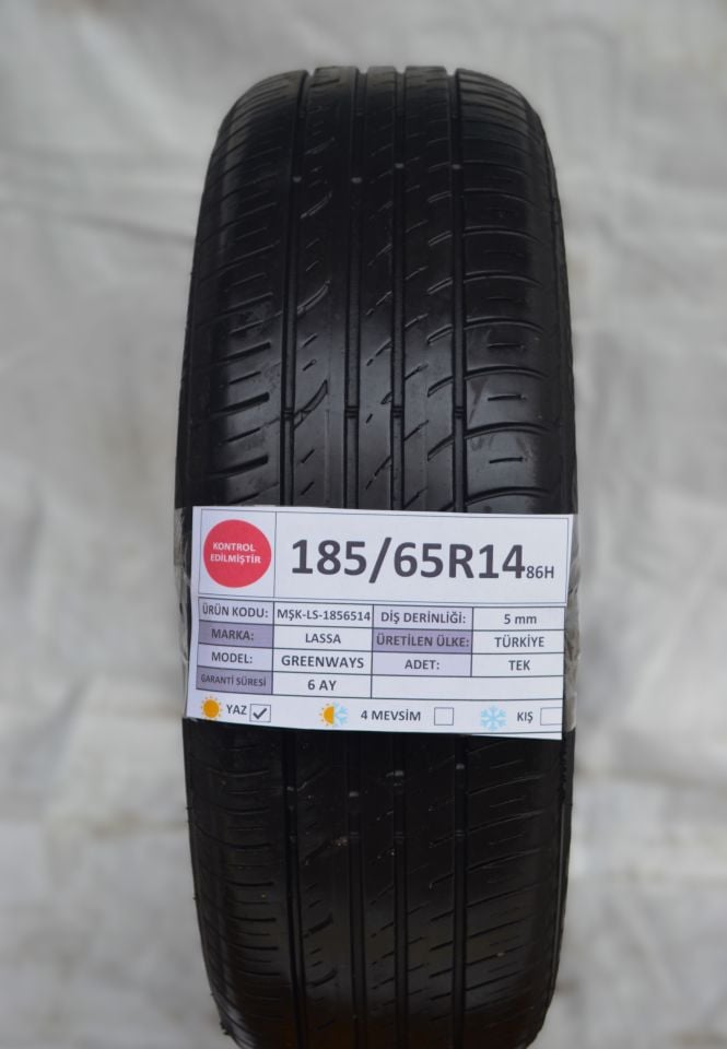Lassa 185/65R14 86H Greenways 2.El Tek Çıkma Yaz Lastiği 2020